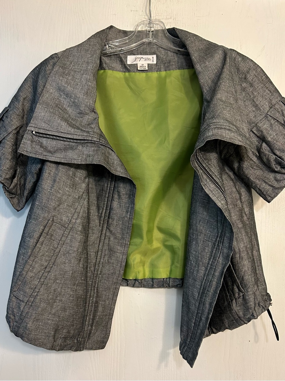 Josephine Studio Edgy Artistic Contemporary Linen-blend Cropped Ladies Jacket 4P
